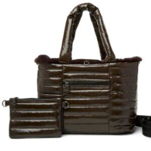 Think Royln Duplex Faux Fur Tote in Glossy Chocolate